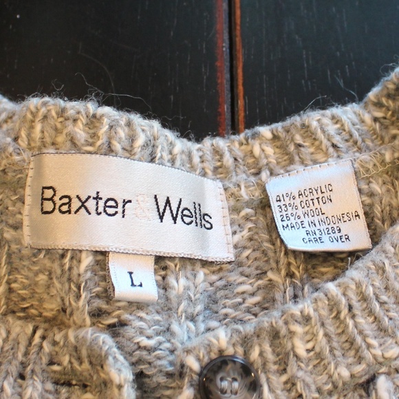 Baxter Wells Thick Grey Speckled Cardigan Sweater - Picture 5 of 7